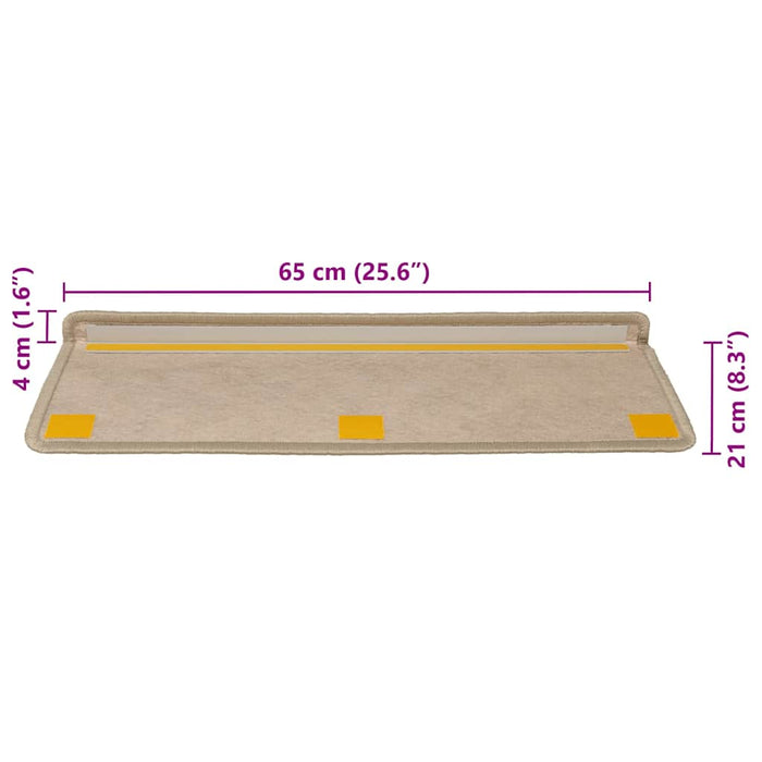 vidaXL Tappeti Autoadesivi Scale Aspetto Sisal 30 pz 65x21x4 cm Sabbia