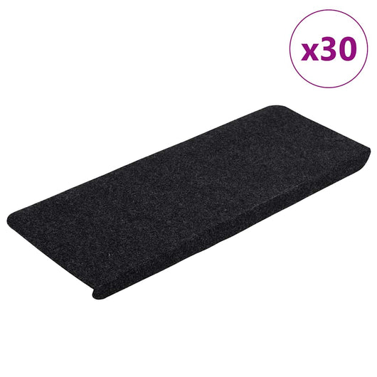 vidaXL Tappetini Autoadesivi per Scale 30 pz Neri 65x24,5x3,5 cm
