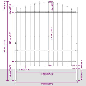 Recinzione per Giardino Grigio 850 x 175 cm 3360116