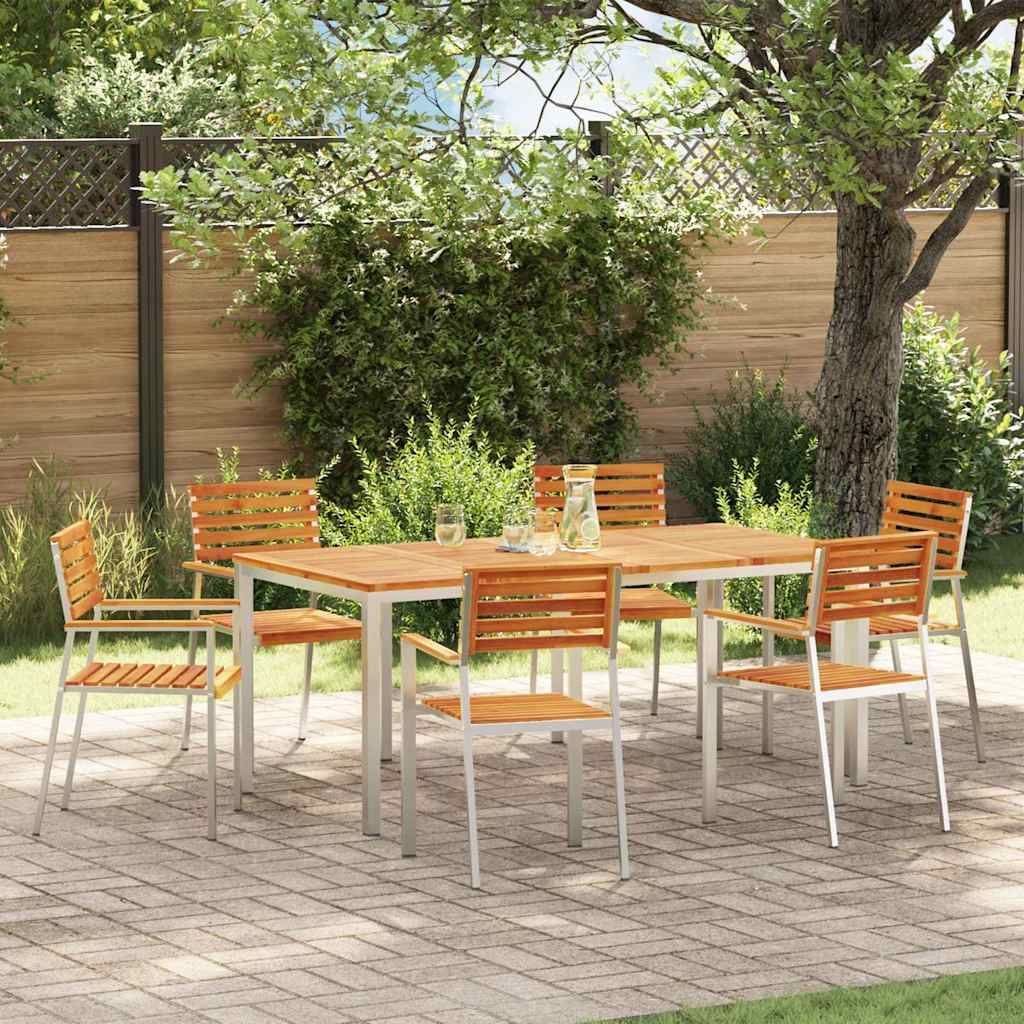 Sedie da Giardino Impilabili 6 pz 54,5x56x89 cm in Legno Massello di Acacia 3334847
