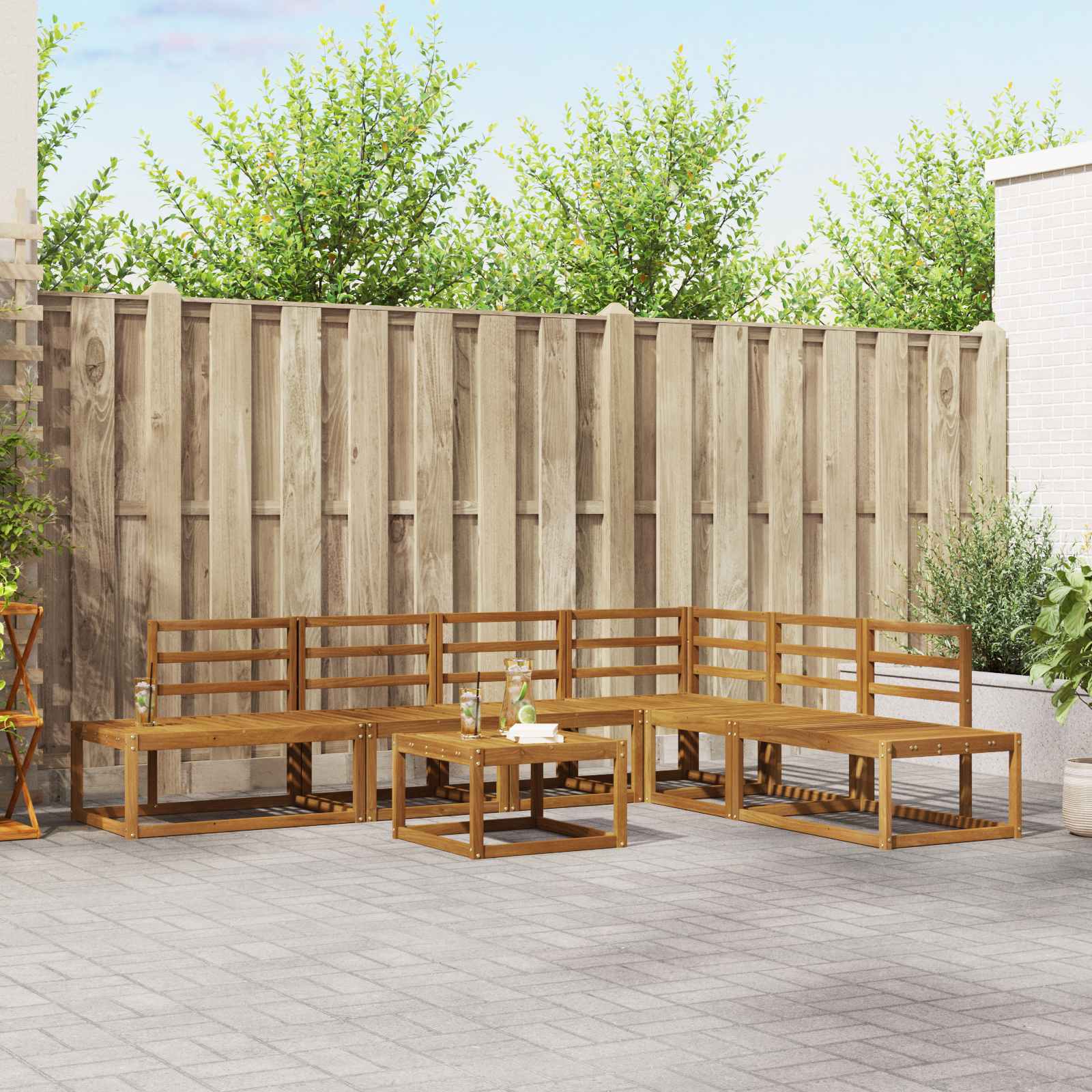 Set di divani 7 Pezzo Naturale Legno di Acacia Massello 3366962