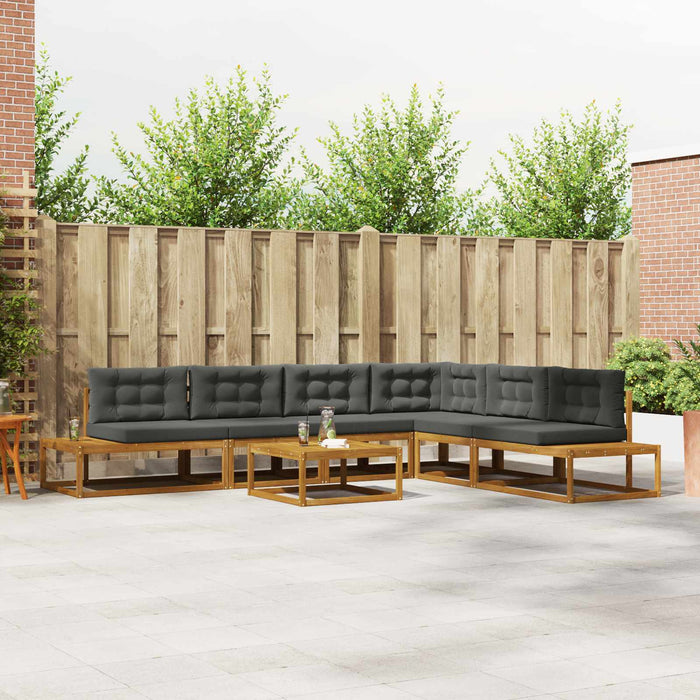 Set di divani da esterno 7 Pezzo Naturale e Antracite 3368150