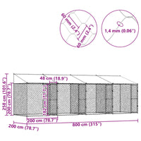 Gabbia per cani Argento 800 x 200 x 256 cm Acciaio zincato 3368300