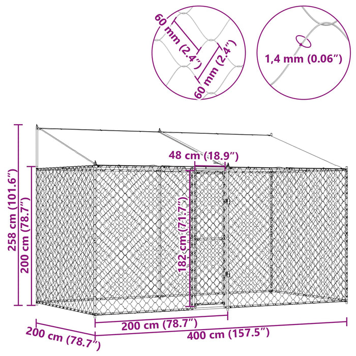 Gabbia per cani Argento 400 x 200 x 256 cm Acciaio zincato 3368301