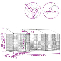 Gabbia per cani Argento 600 x 200 x 256 cm Acciaio zincato 3368302