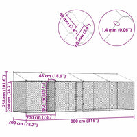 Gabbia per cani Argento 800 x 200 x 256 cm Acciaio zincato 3368305