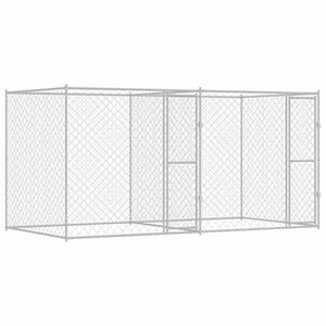 vidaXL Gabbia per cani Argento 400 x 200 x 200 cm Acciaio zincato
