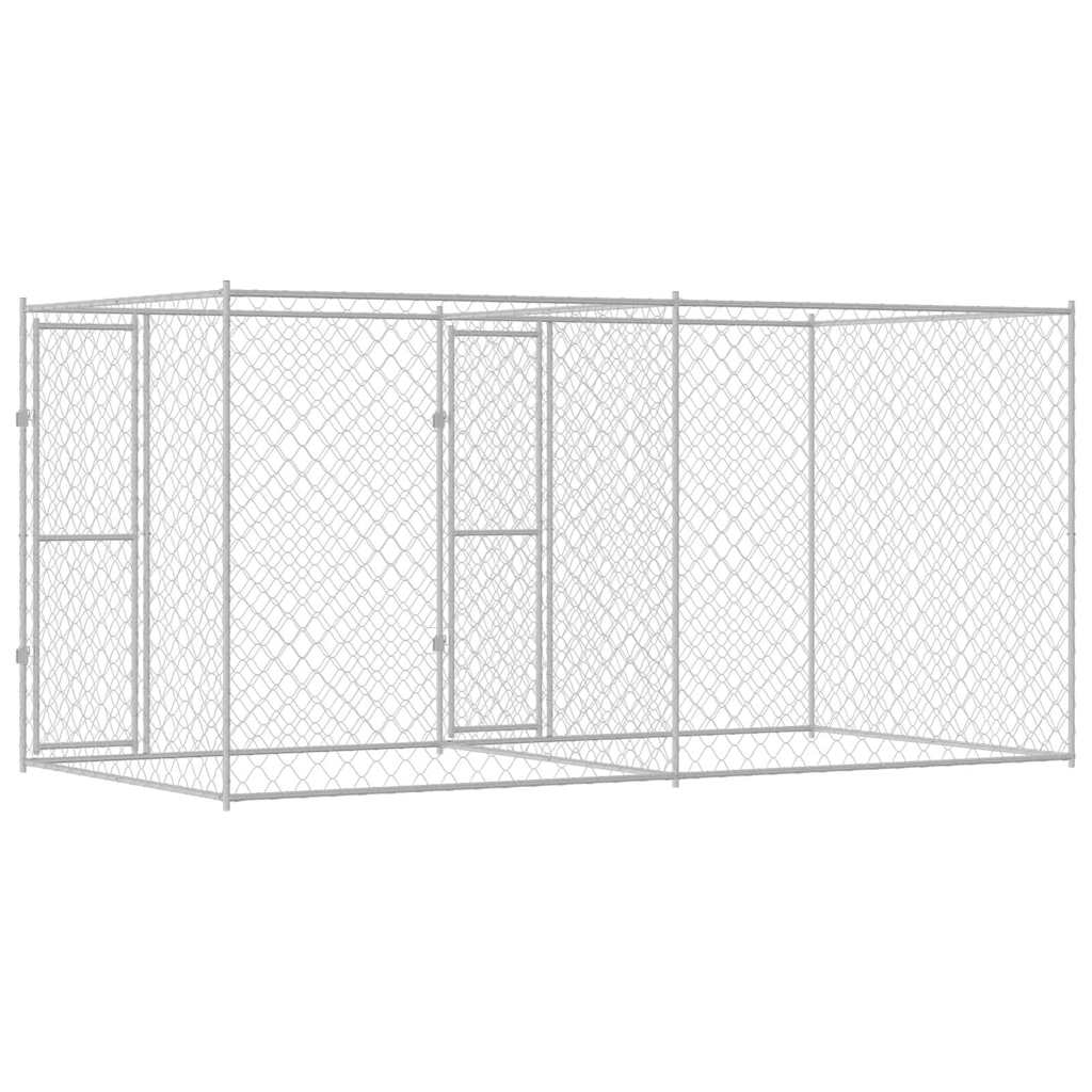 vidaXL Gabbia per cani Argento 400 x 200 x 200 cm Acciaio zincato