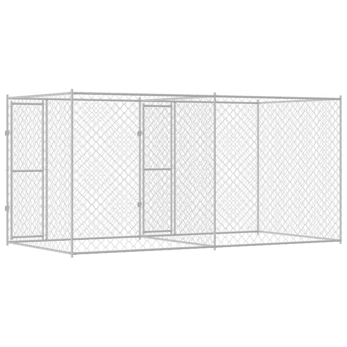 vidaXL Gabbia per cani Argento 400 x 200 x 200 cm Acciaio zincato