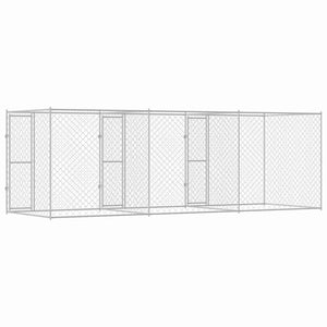 vidaXL Gabbia per cani Argento 600 x 200 x 200 cm Acciaio zincato