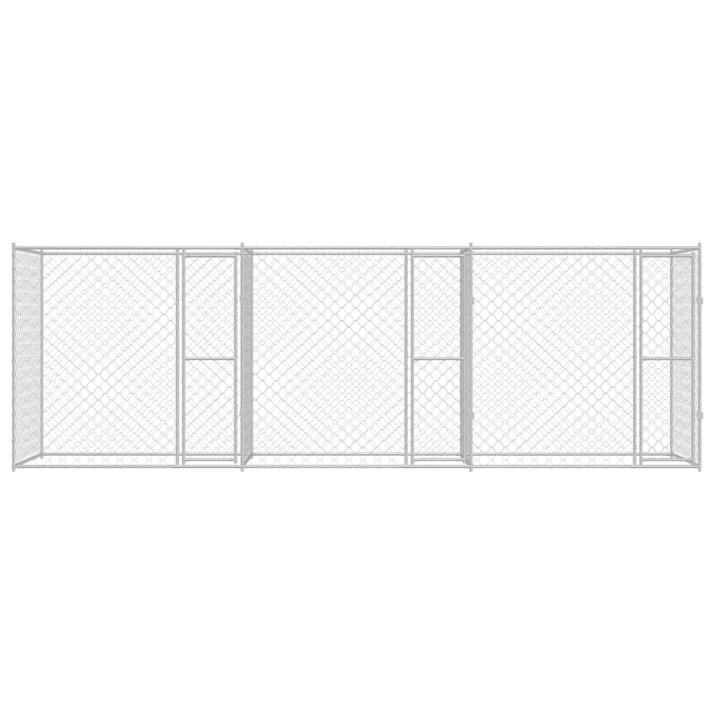 vidaXL Gabbia per cani Argento 600 x 200 x 200 cm Acciaio zincato