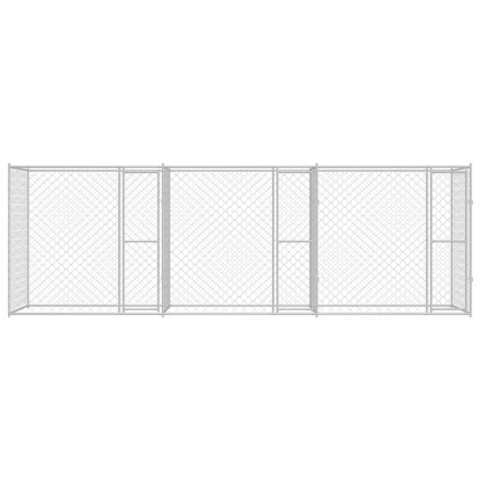 vidaXL Gabbia per cani Argento 600 x 200 x 200 cm Acciaio zincato