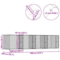 vidaXL Gabbia per cani Argento 800 x 200 x 200 cm Acciaio zincato