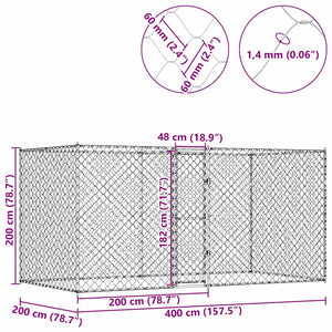 Gabbia per cani Argento 400 x 200 x 256 cm Acciaio zincato