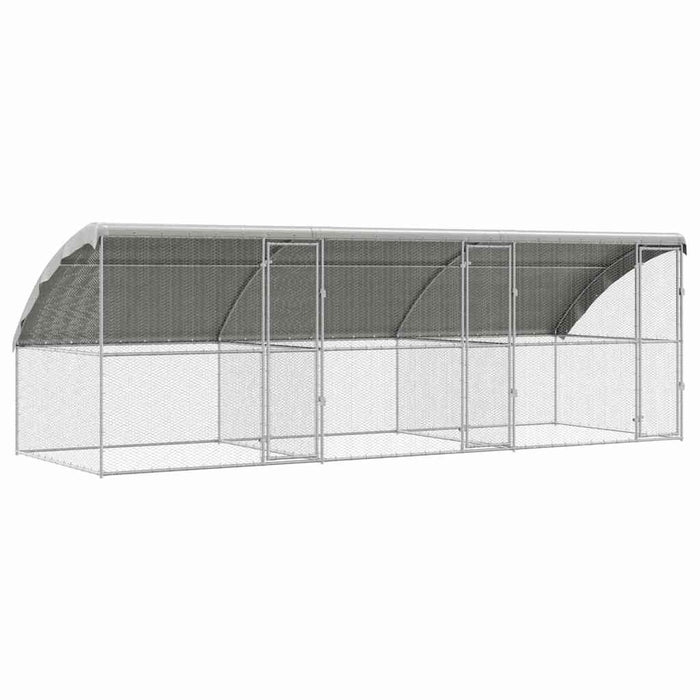 vidaXL Gabbia per polli Argento 600 x 200 x 198.5 cm Acciaio zincato