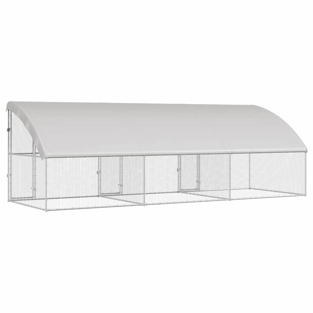 vidaXL Gabbia per polli Argento 600 x 200 x 198.5 cm Acciaio zincato