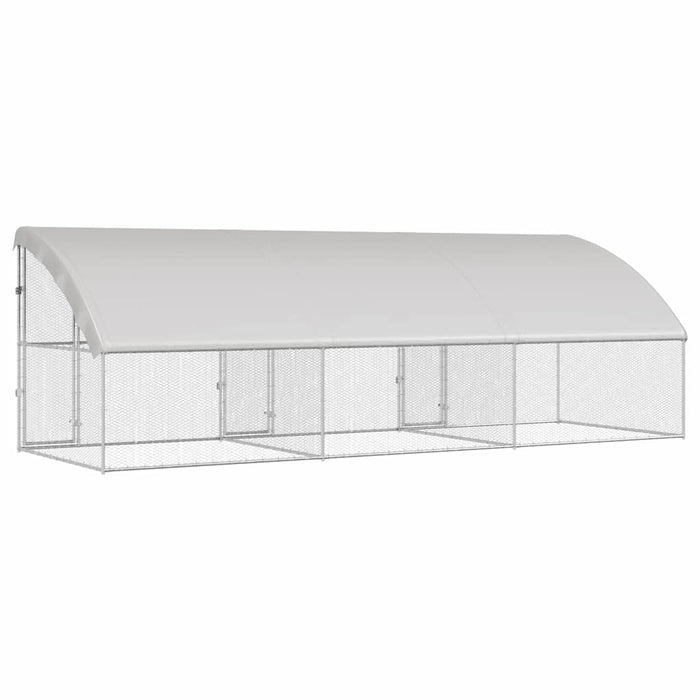 vidaXL Gabbia per polli Argento 600 x 200 x 198.5 cm Acciaio zincato