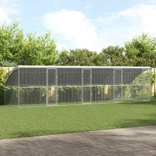 vidaXL Gabbia per polli Argento 800 x 200 x 198.5 cm Acciaio zincato