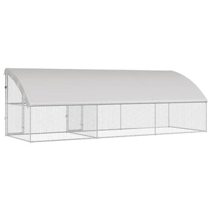 vidaXL Gabbia per polli Argento 600 x 200 x 198.5 cm Acciaio zincato