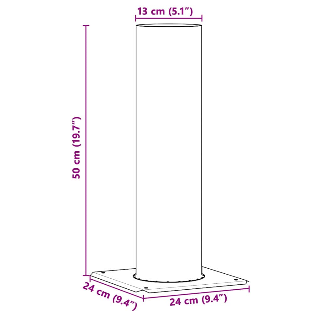 vidaXL Estensione della Testa del Camino Argento 24 x 24 x 50 cm