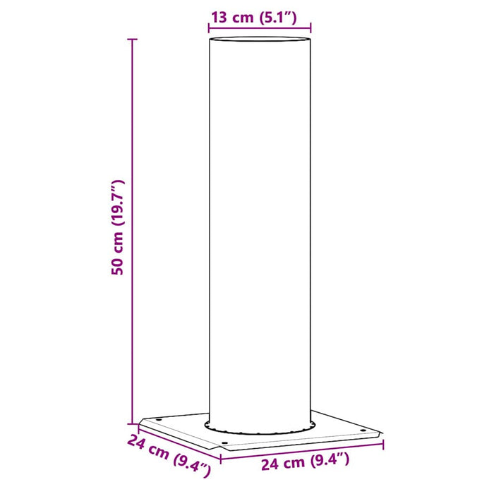 vidaXL Estensione della Testa del Camino Argento 24 x 24 x 50 cm