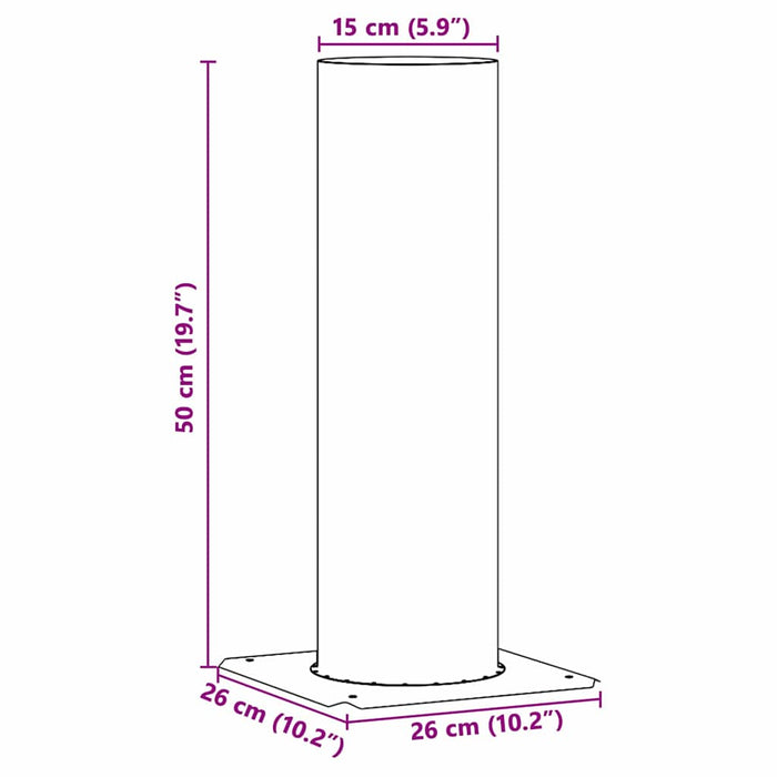 vidaXL Estensione della Testa del Camino Argento 26 x 26 x 50 cm