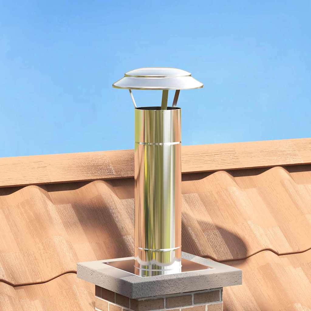 vidaXL Estensione Camino Argento 25 x 25 x 65 cm Acciaio inossidabile