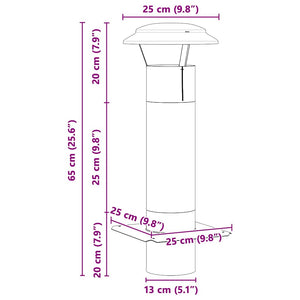 vidaXL Estensione Camino Argento 25 x 25 x 65 cm Acciaio inossidabile
