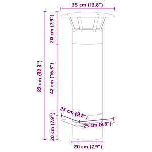 vidaXL Estensione Camino Argento 35 x 35 x 82 cm Acciaio inossidabile