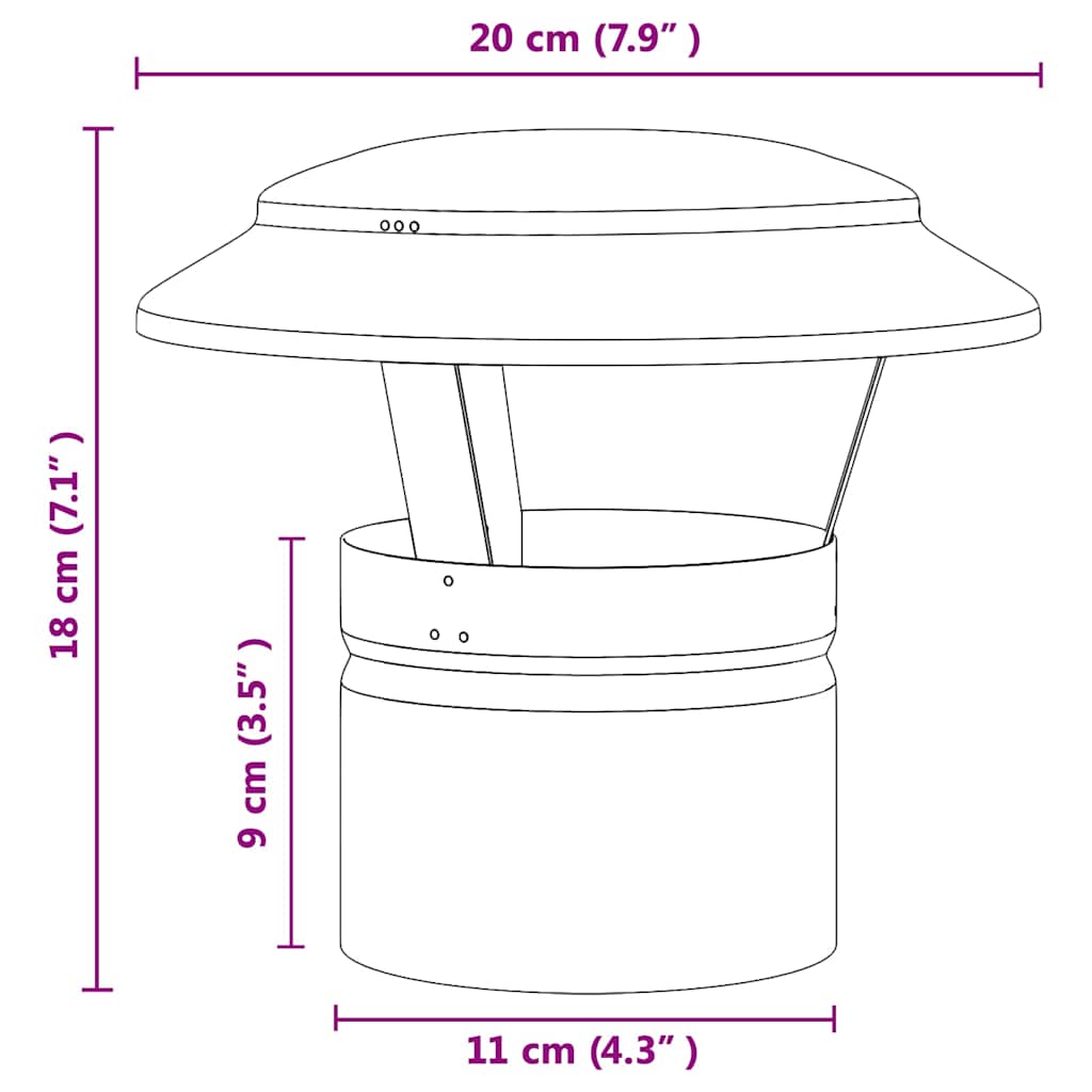 vidaXL Copertura per Camino Argento 20 x 20 x 18 cm