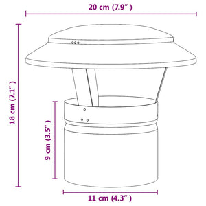 vidaXL Copertura per Camino Argento 20 x 20 x 18 cm