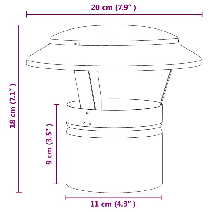 vidaXL Copertura per Camino Argento 20 x 20 x 18 cm