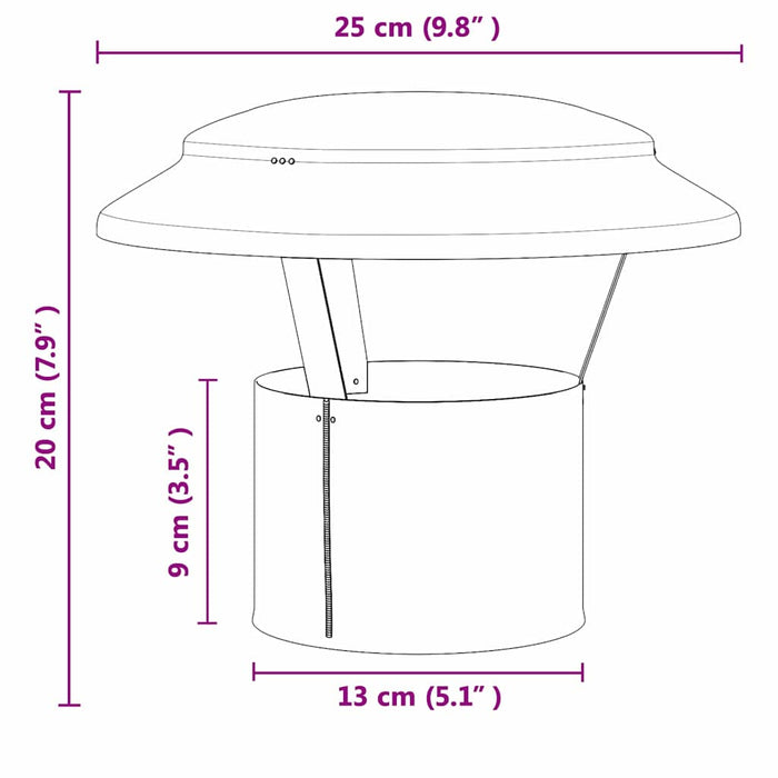 vidaXL Copertura per Camino Argento 25 x 25 x 20 cm