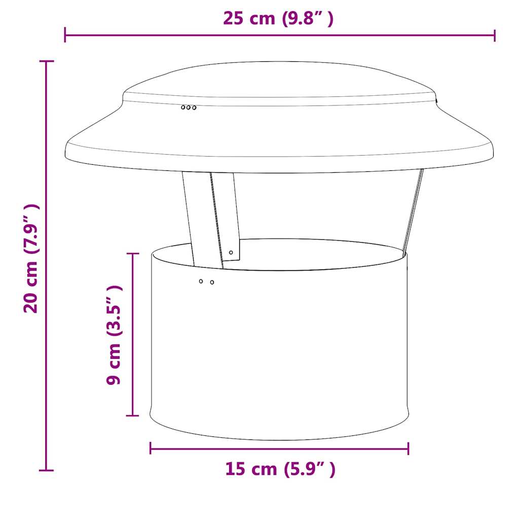 Copertura per Camino-Cappello per Camino Argento 25 x 25 x 20 cm 446744