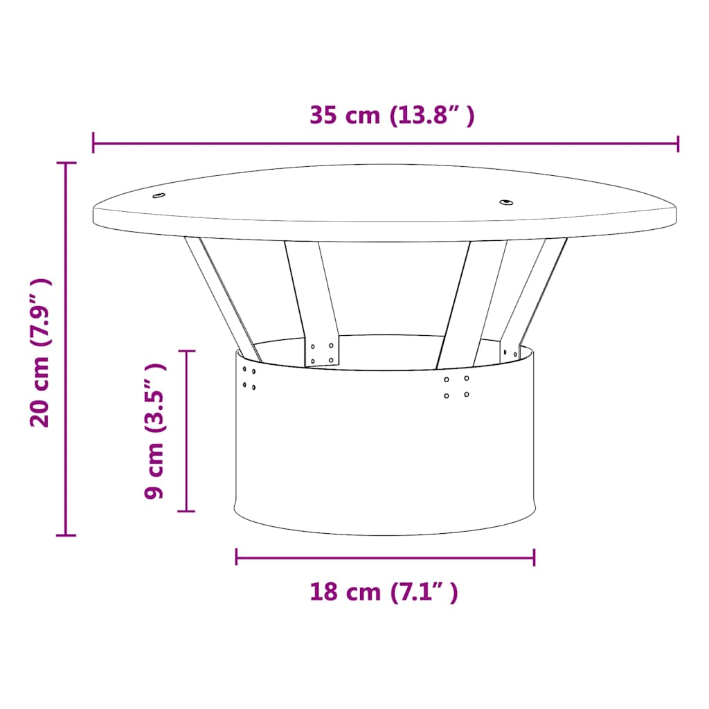 vidaXL Copertura per Camino Argento 35 x 35 x 20 cm