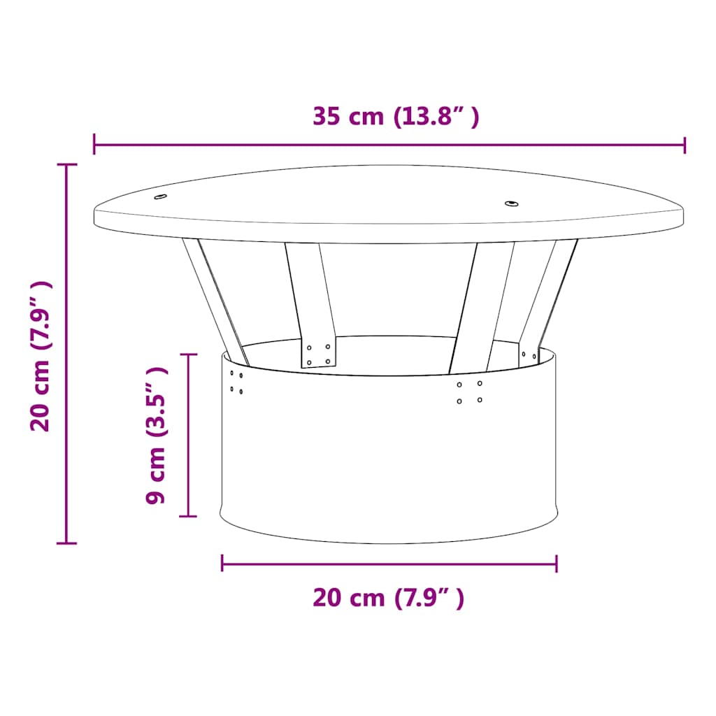 Copertura per Camino-Cappello per Camino Argento 35 x 35 x 20 cm 892425
