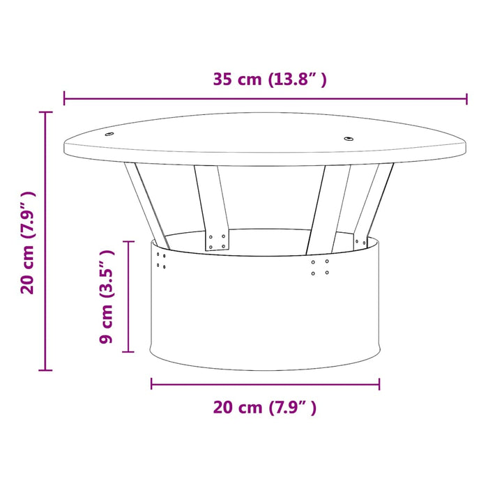 Copertura per Camino-Cappello per Camino Argento 35 x 35 x 20 cm 892425