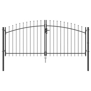 Cancello da giardino con blocco Grigio 100 x 300 cm Acciaio 42008845