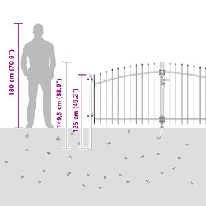 Cancello da giardino con blocco Grigio 100 x 300 cm Acciaio 42008845