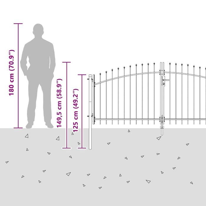 Cancello da giardino con blocco Grigio 100 x 300 cm Acciaio 42008845