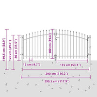 Cancello da giardino con blocco Grigio 100 x 300 cm Acciaio 42008845