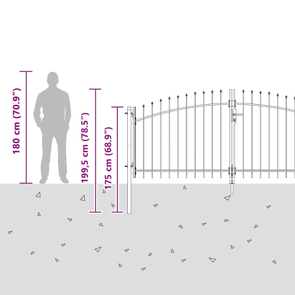 Cancello da giardino con blocco Grigio 150 x 300 cm Acciaio 42008847