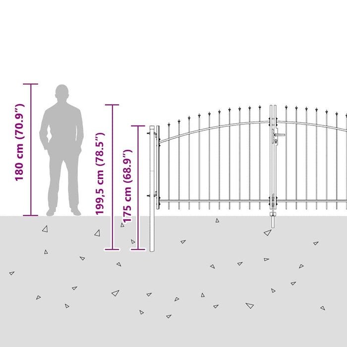 Cancello da giardino con blocco Grigio 150 x 300 cm Acciaio 42008847