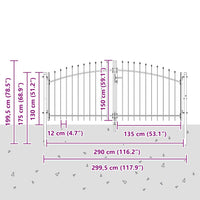 Cancello da giardino con blocco Grigio 150 x 300 cm Acciaio 42008847