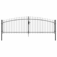 Cancello da giardino con blocco Grigio 100 x 400 cm Acciaio 42008855