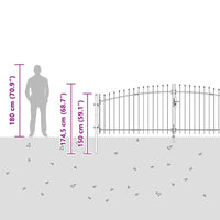 Cancello da giardino con blocco Grigio 125 x 400 cm Acciaio 42008856