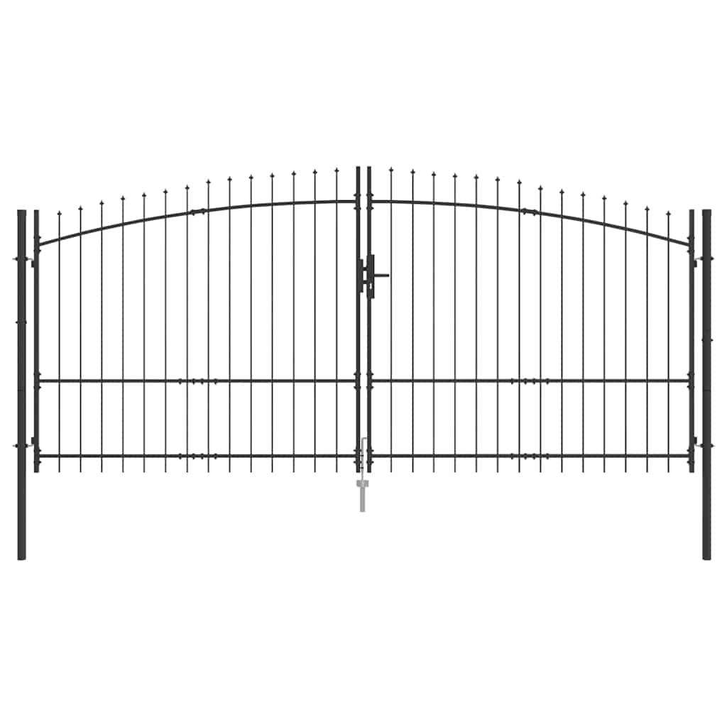 Cancello da giardino con blocco Grigio 175 x 400 cm Acciaio 42008858