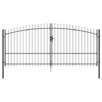 Cancello da giardino con blocco Grigio 175 x 400 cm Acciaio 42008858