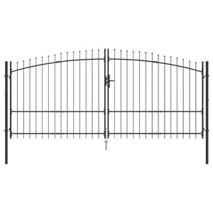 Cancello da giardino con blocco Grigio 175 x 400 cm Acciaio 42008858