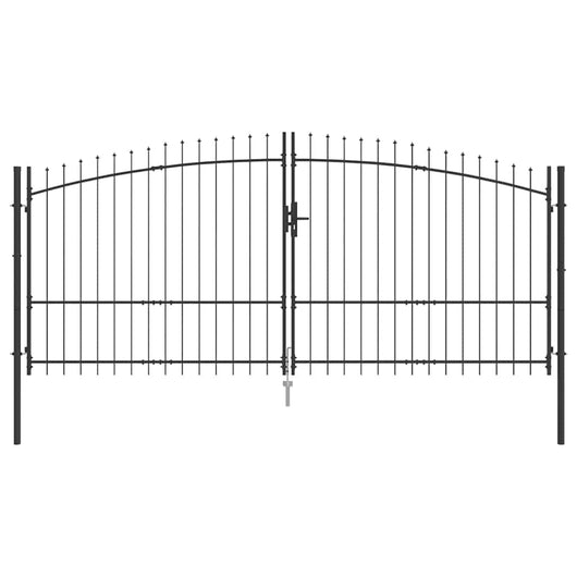 Cancello da giardino con blocco Grigio 175 x 400 cm Acciaio 42008858